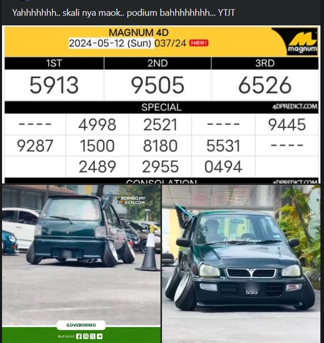 Tular Kereta Kancil Tayar Besar Di Sarawak, Tapi Nombor Plat Pula Terkena 4D Raih Perhatian Netizen