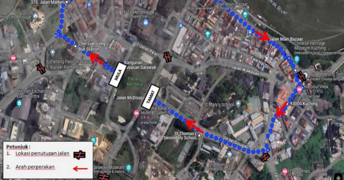 Ini Senarai Penutupan Jalan Sekitar Kuching Sempena Sarawak Walk Harmony Esok