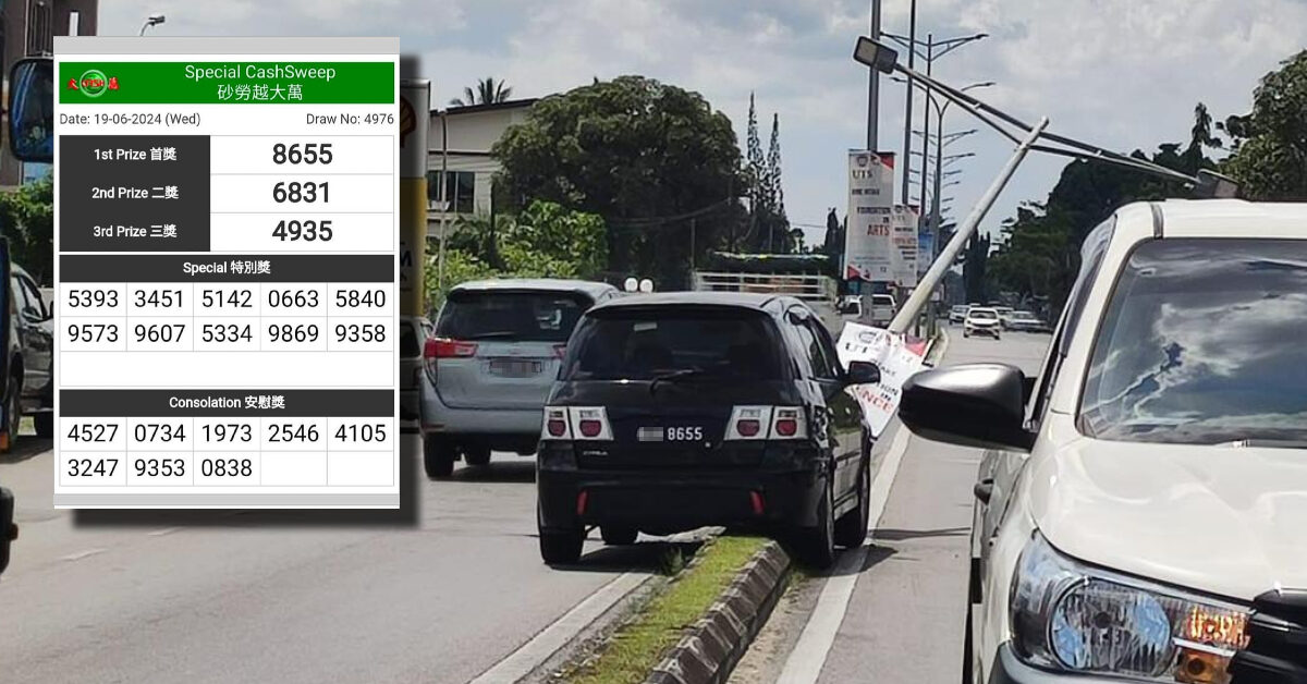 Nombor Plat Milik Kereta Langgar Tiang Lampu Di Jalan Openg Terkena 4D Raih Perhatian Netizen