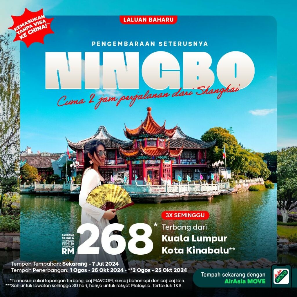 AirAsia Lancar Laluan Baharu Dari Kota Kinabalu Dan KL Ke Ningbo China