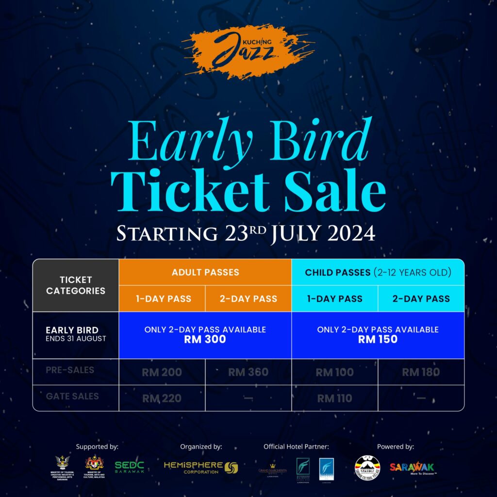 Penjualan Tiket Early Bird Kuching Jazz Festival 2024 Kini Dijual