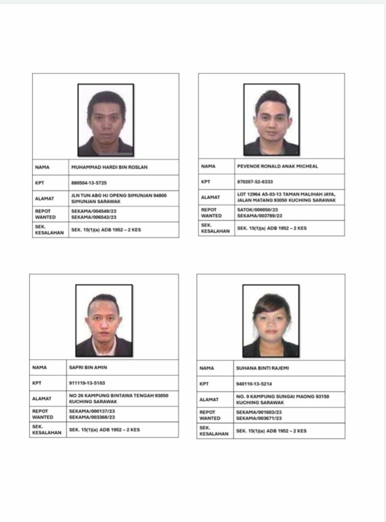 Muhammad Hardi bin Roslan, Pevenoe Ronald Anak Michael, Sapri bin Amin, Suhana binti Rajemi