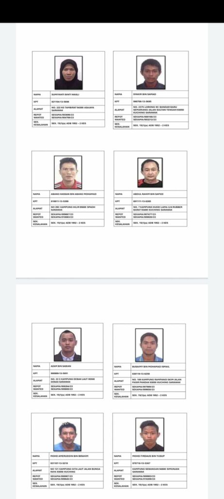 Sumiyanti binti Wasli, Syakir bin Samad, Abang Hassan bin Abang Mohammad, Abdul Rahim bin Sapiee, Azam bin Sabian, Busaimy bin Mohamad Ismail, Mohd Ameruddin bin Ibrahim, Mohd Firdaus bin Yusup.