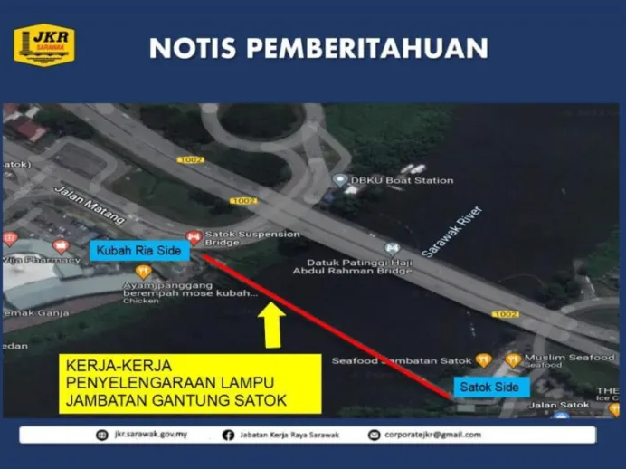 JKR Sarawak Umum Jambatan Satok Ditutup Dari 26 Julai Hingga 4 Ogos