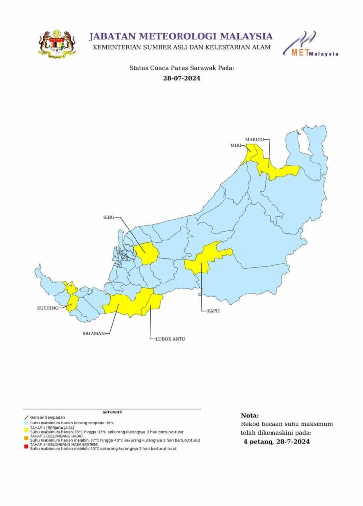 Kuching Antara 7 Daerah Dilanda Gelombang Haba Tahap 1
