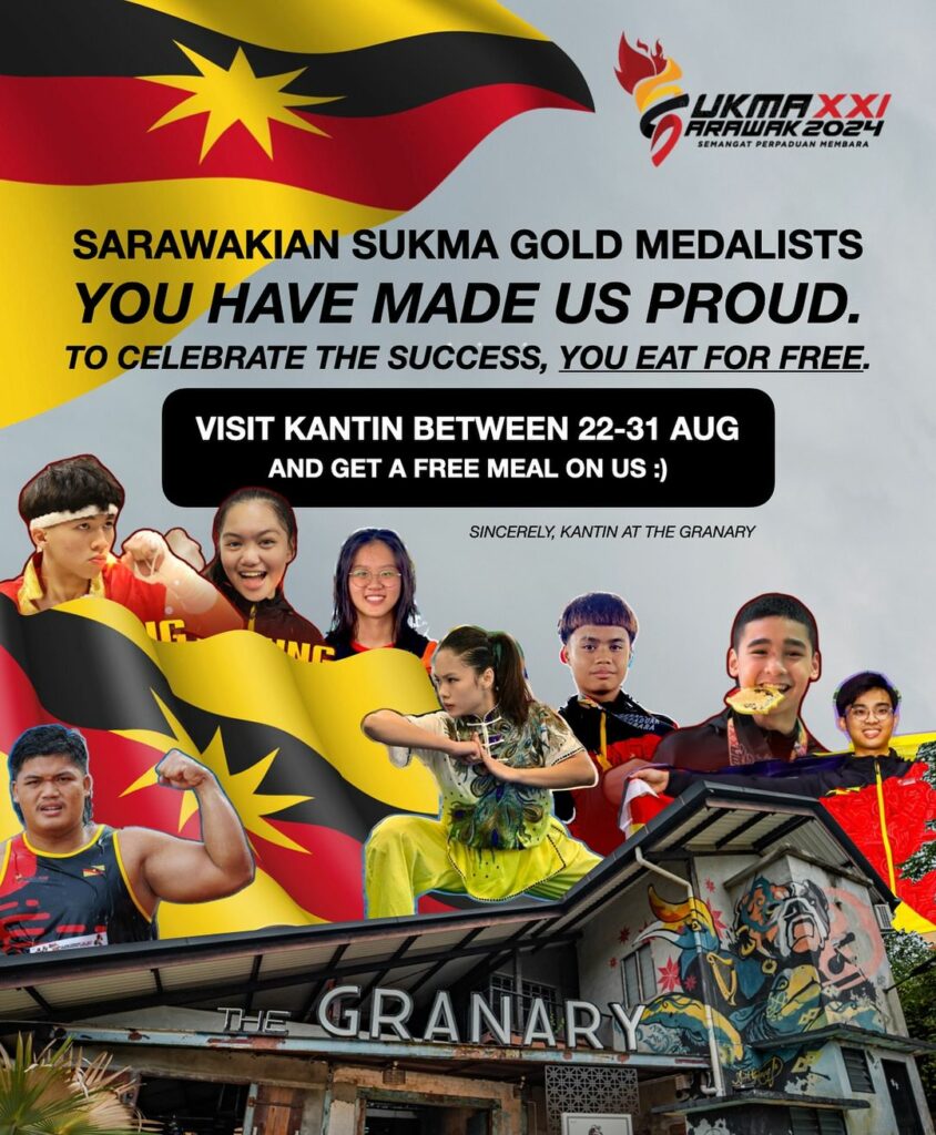 KANTIN At The Granary Tawar Makanan Percuma Untuk Pemenang Pingat Emas SUKMA Sarawak