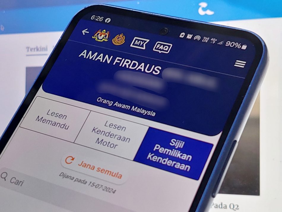 Aplikasi MyJPJ Kini Boleh Papar Sijil Pemilikan Kenderaan