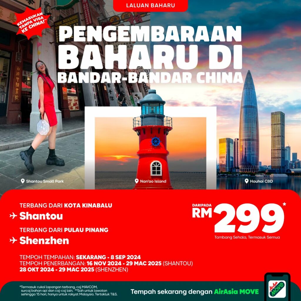 Dari Kota Kinabalu Ke Shantou, AirAsia Buka Laluan Baharu Di Bandar-Bandar China