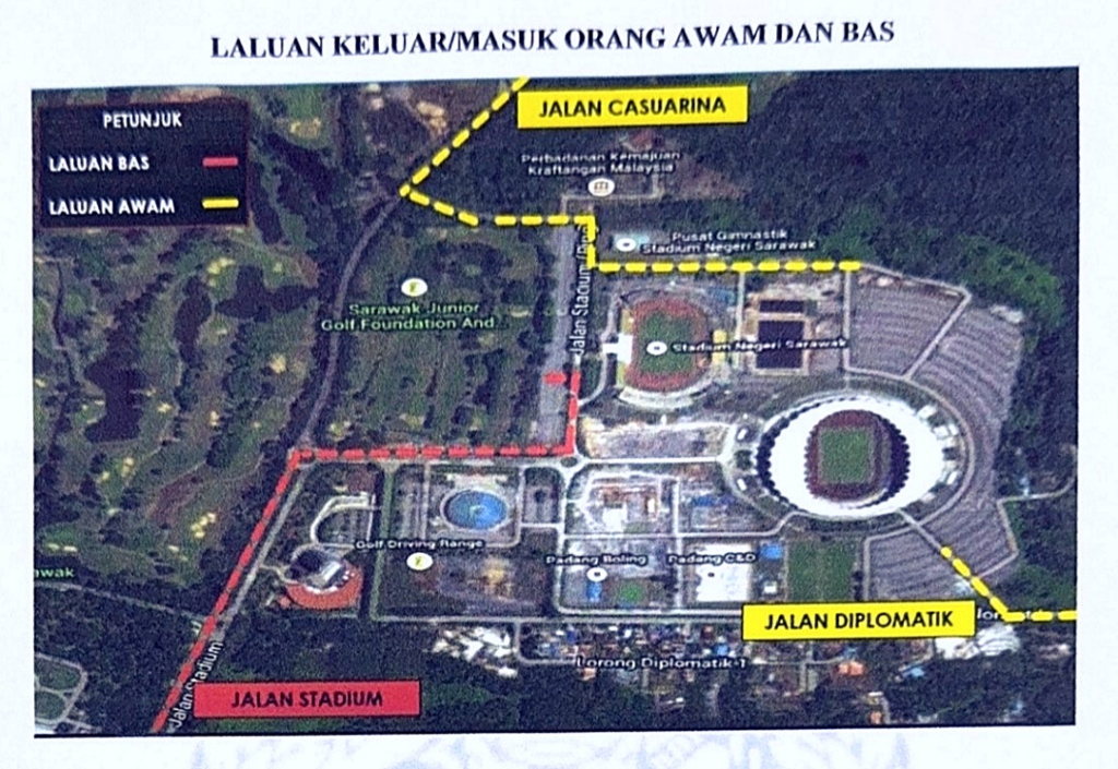 Beri Laluan Majlis Penutupan Sukma, Beberapa Jalan Di Kuching Akan Ditutup Sementara 