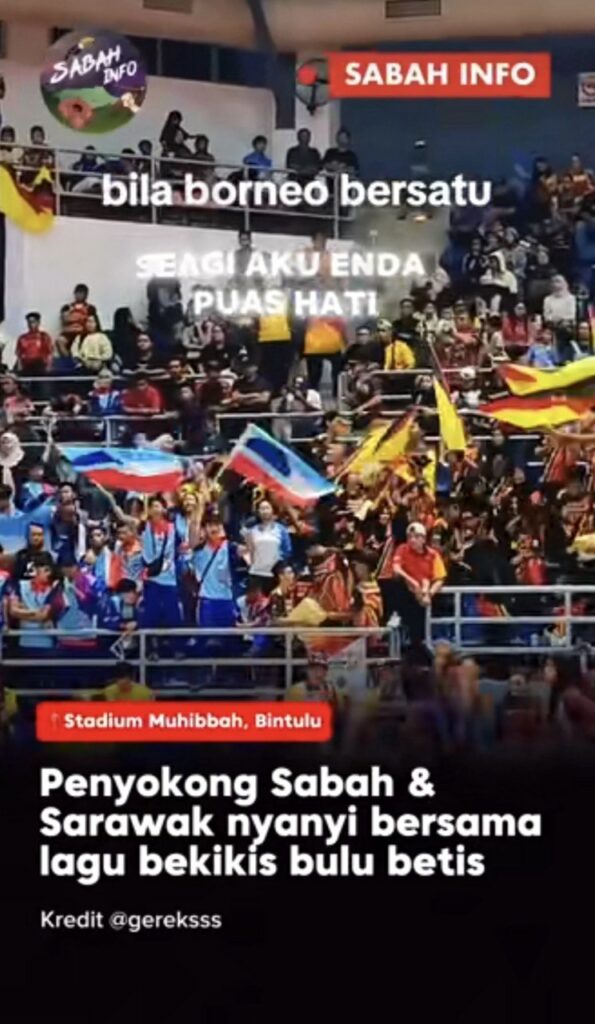 Borneo Bersatu, Penyokong Sabah Sarawak Sukma 2024 Nyanyi Bersama Lagu 'Bekikis Bulu Betis'