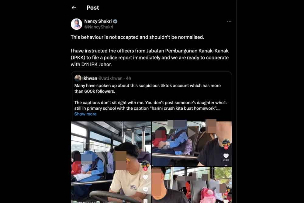 Pemandu Bas Sekolah Rakam Video Pelajar, Kementerian Ambil Tindakan Tegas