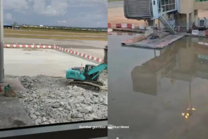 Pelancong Luah Kecewa, Air Bertakung Di Pelataran Pesawat Di Lapangan Terbang Miri