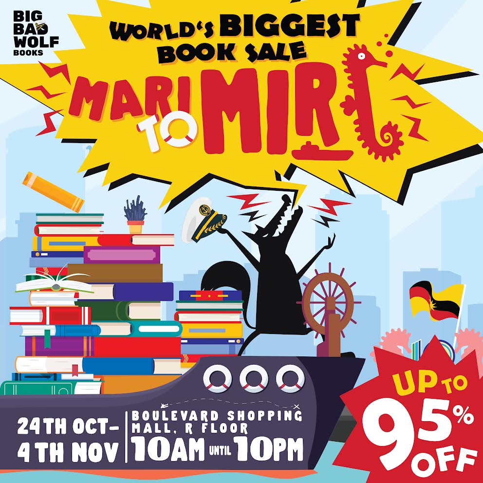 Pesta Buku Big Bad Wolf Kini Di Miri, Tawar Diskaun Sehingga 90%