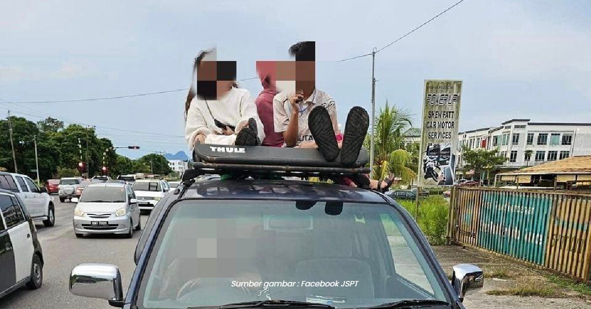 Padah Bawa Empat Penumpang Duduk Atas Bumbung Kereta Di Matang, Pemandu Disaman