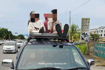 Padah Bawa Empat Penumpang Duduk Atas Bumbung Kereta Di Matang, Pemandu Disaman