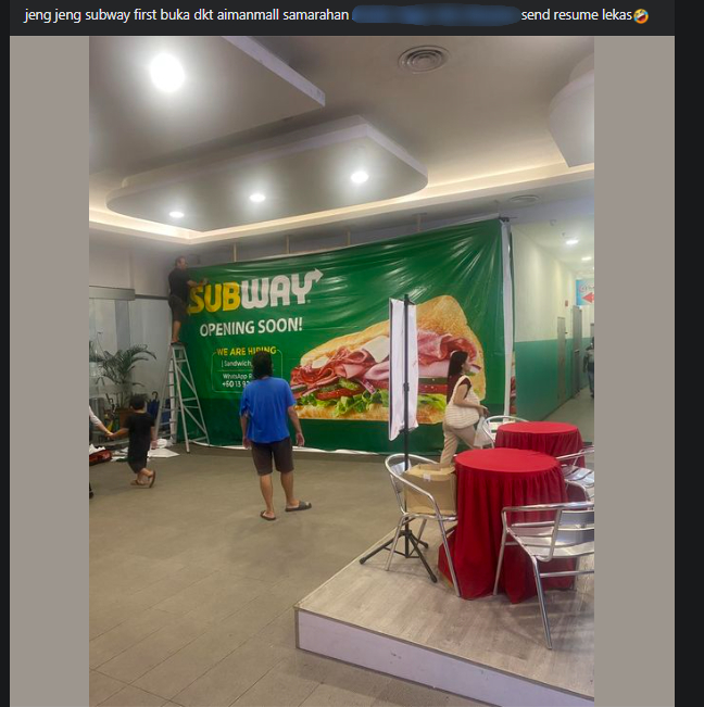 Subway Bakal Buka Cawangan Pertama Samarahan Di Aiman Mall