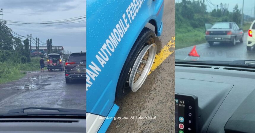 Tayar Pecah Akibat Jalan Berlubang Di Tuaran-Tebobon, Penduduk Desak Tindakan Segera