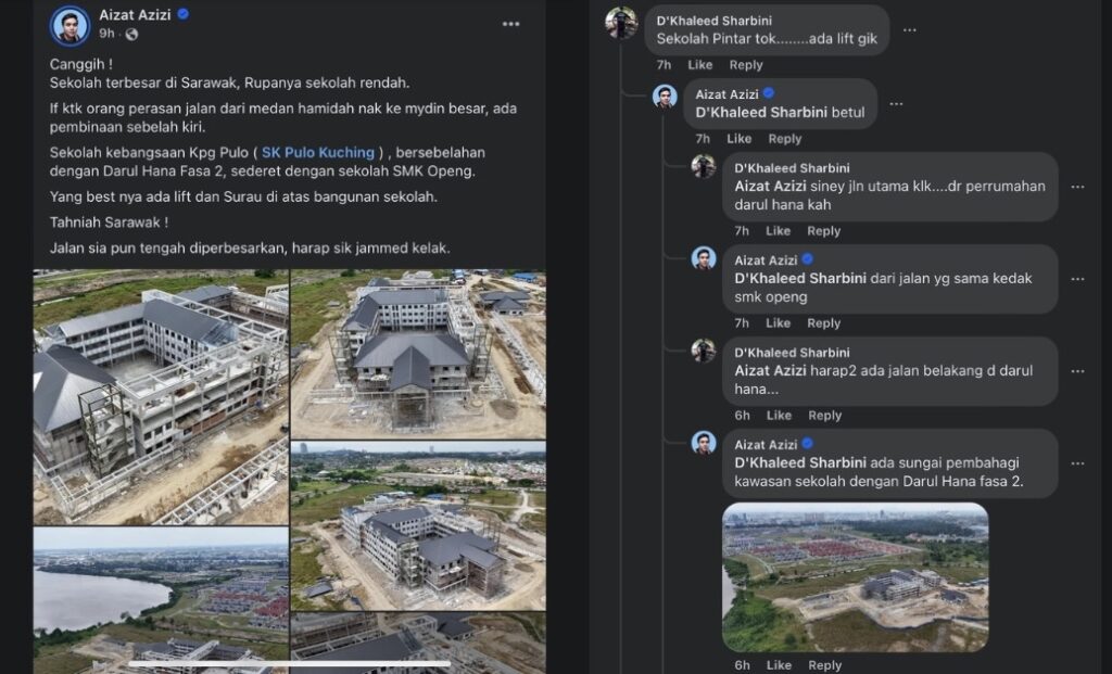 Sekolah Pintar Terbesar Sarawak Siap Ada Lif, Gambar SK Pulo Buat Netizen Teruja