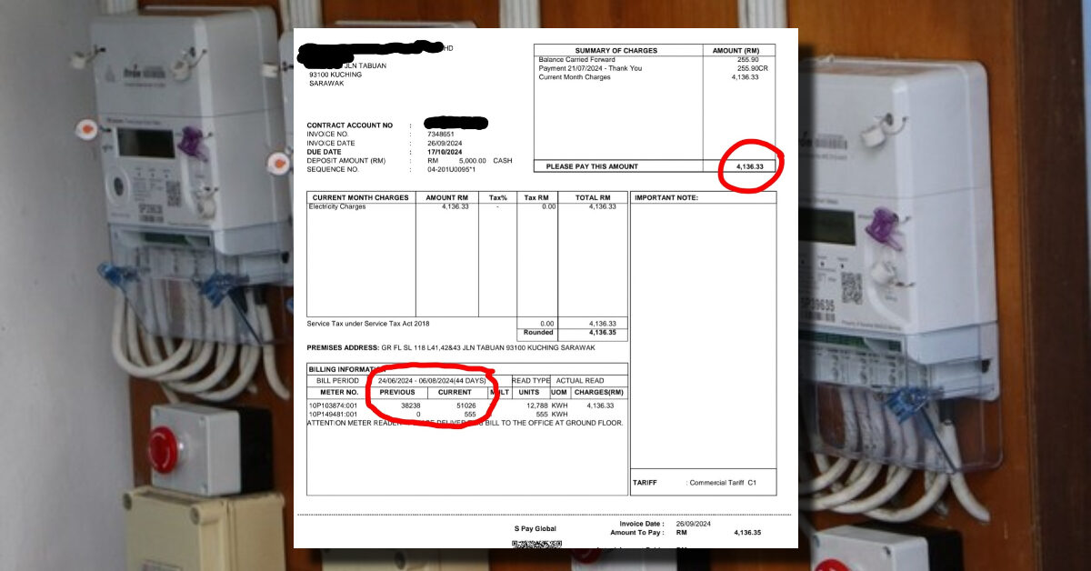Tular Bil Elektrik Individu Di Kuching Ini Cecah RM 4K Setelah Tukar Ke Meter Digital