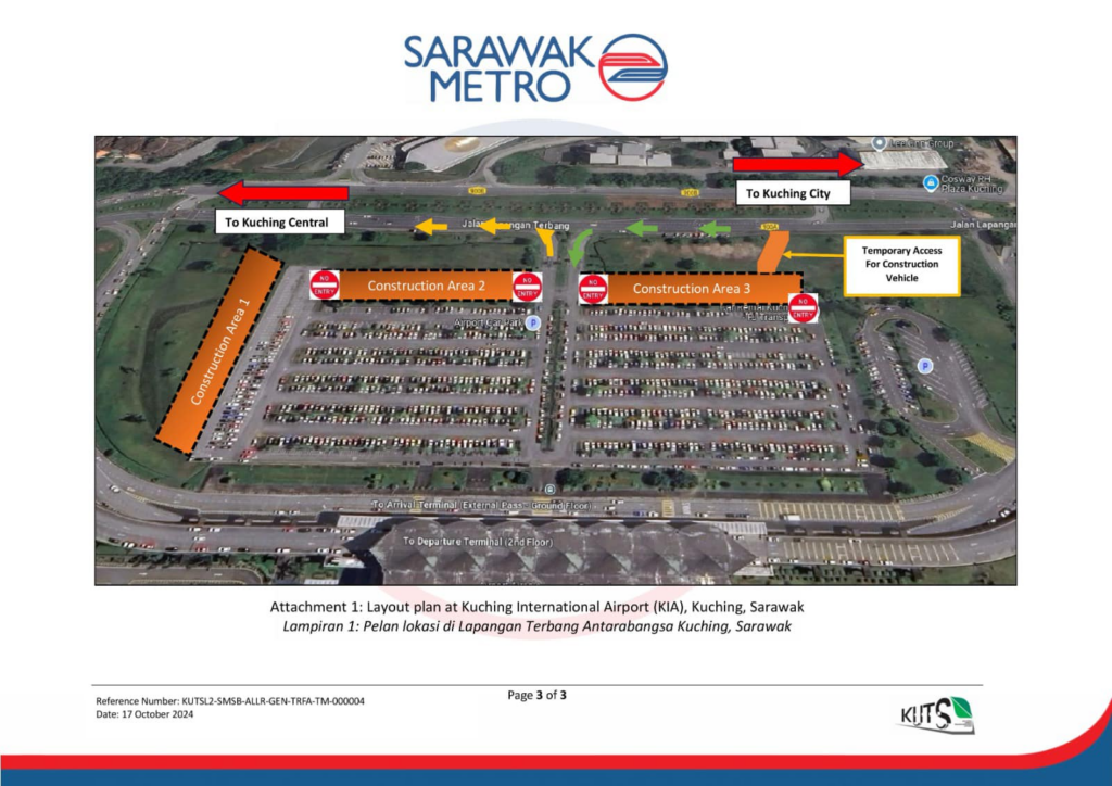 Beri Laluan Pembinaan Stesen ART, Tempat Letak Kenderaan Di Airport Kuching Bakal Diubah Suai
