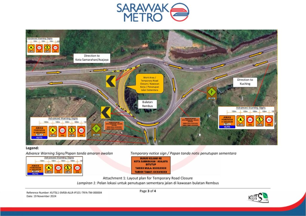 Jalan Bulatan Rembus Ditutup Untuk Pembinaan Laluan ART Mulai 21 November 2024