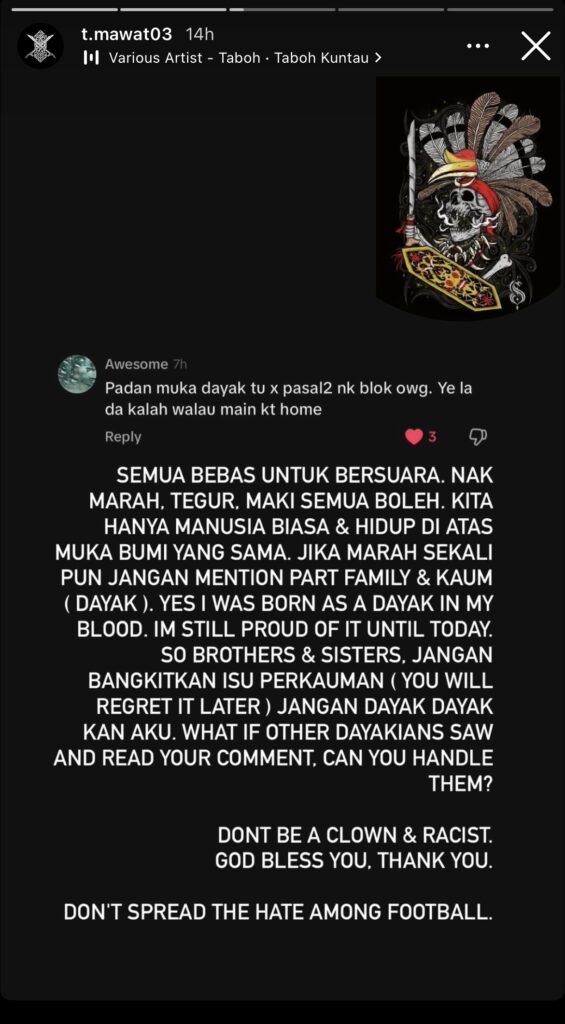 Saya Bangga Jadi Dayak - Tommy Mawat Laung Amaran Buat Peminat Layang Komen Rasis