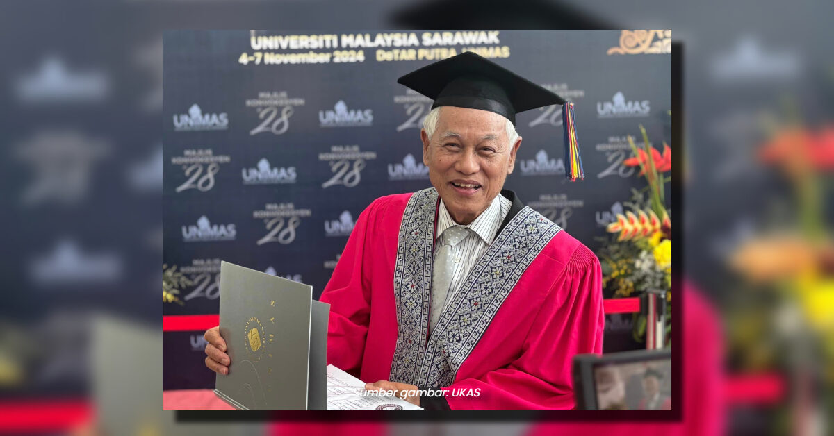 Warga Emas Pecah Rekod Graduan Tertua UNIMAS, Raih Ijazah Sarjana Pada Usia 76 Tahun