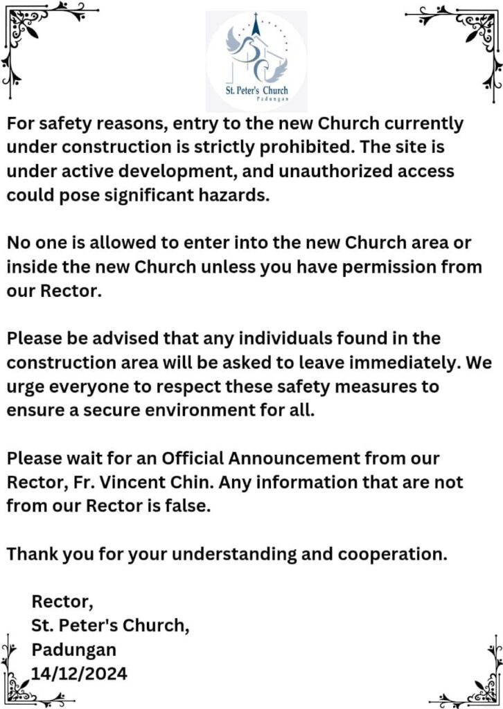 Rektor St Peter's Church Padungan Umum Larangan Masuk, Ini Sebabnya