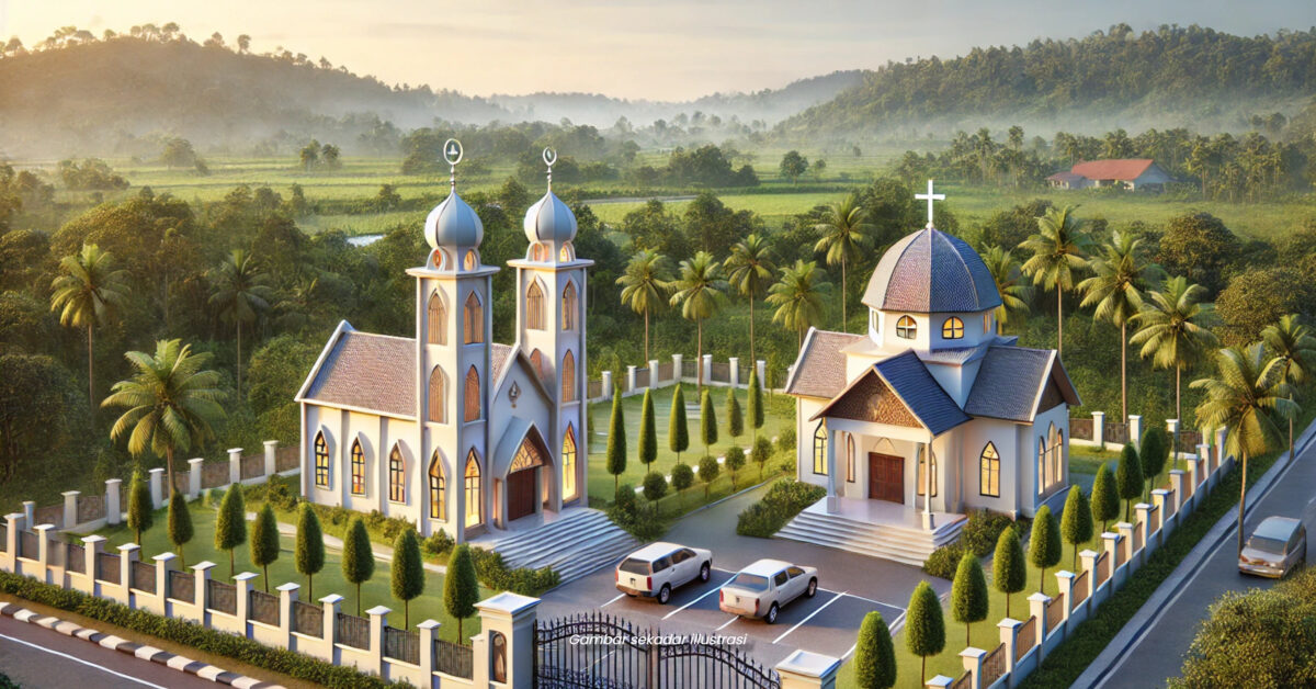 Sebuah Gereja Dan Masjid Dalam Perancangan Bakal Dibina Bersebelahan Di Sebauh