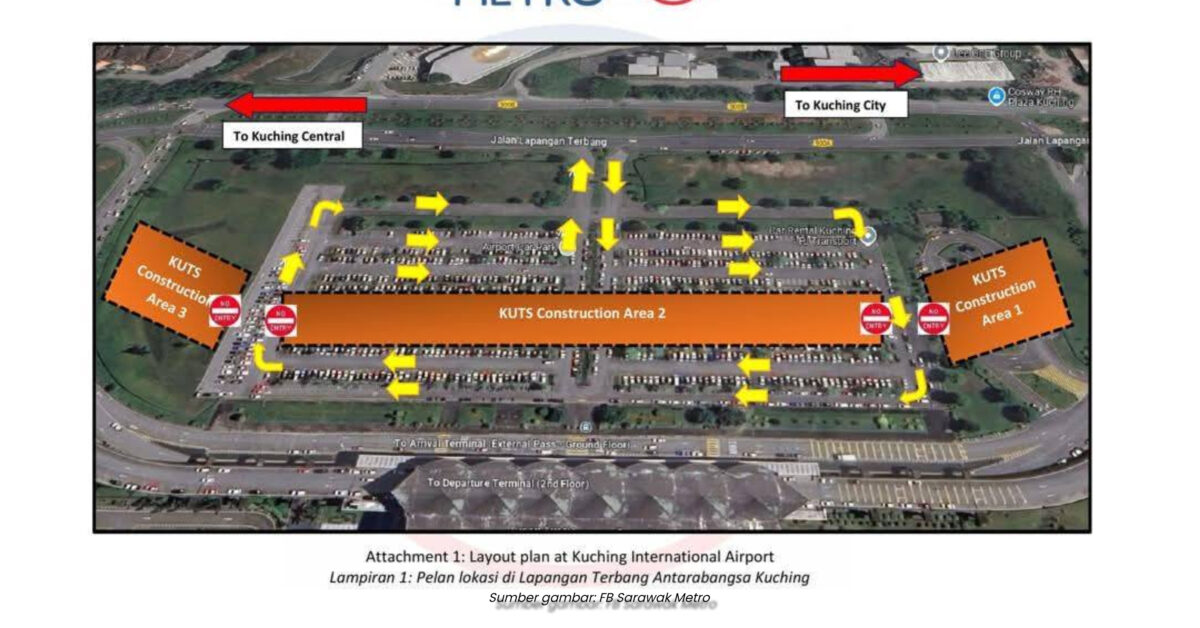 Tempat Parkir Lapangan Terbang Antarabangsa Kuching Ditutup Untuk Kerja Pembinaan