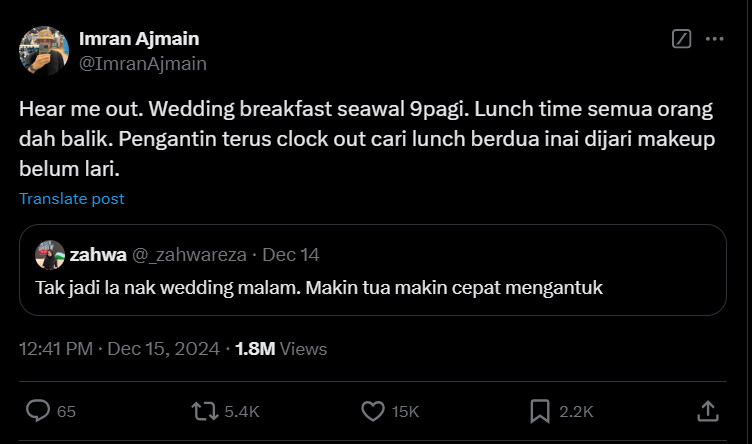 Tradisi Orang Sarawak Buat Majlis Kahwin Pagi Jadi Tumpuan Netizen