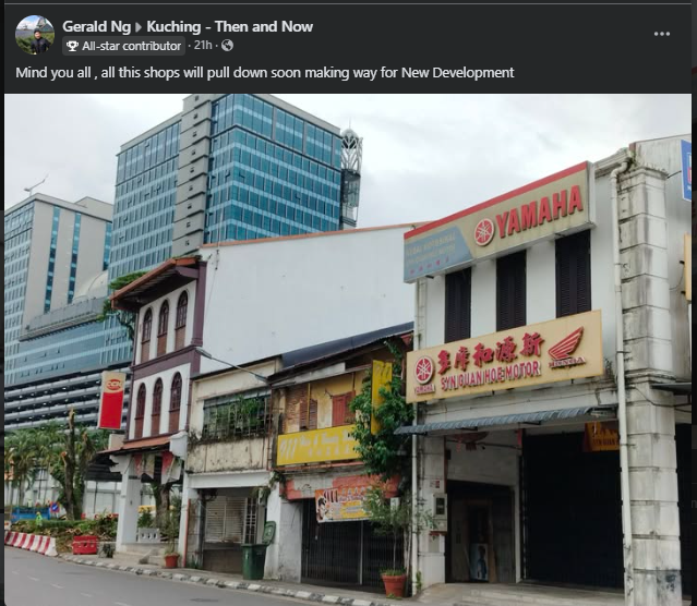 Bangunan Kedai Di Jalan P.Ramlee Kuching Bakal Diroboh Untuk Pembangunan Baharu