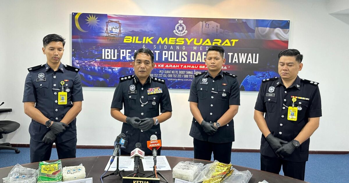 Polis Tawau Rampas Syabu Seberat 3 Kilogram Bernilai RM180,000 dalam Dua Serbuan