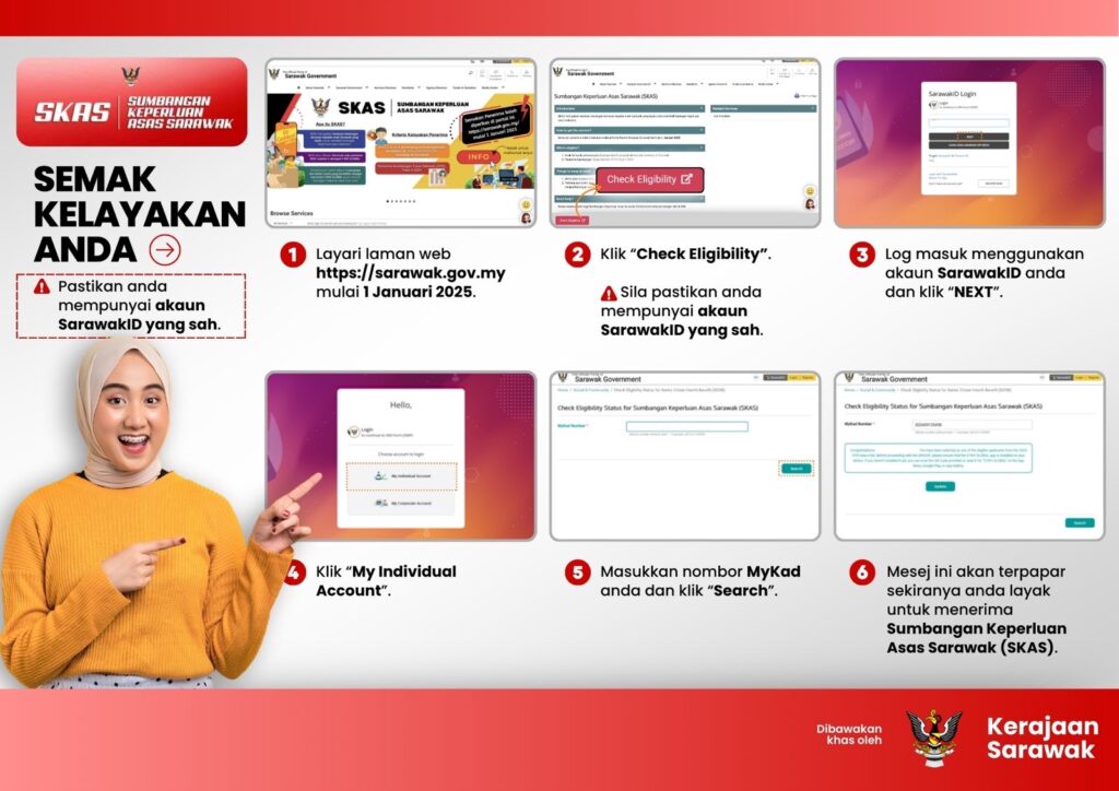 Rakyat Sarawak Kini Boleh Semak Kelayakan Bantuan Khas Sarawak Secara Online Melalui SarawakID