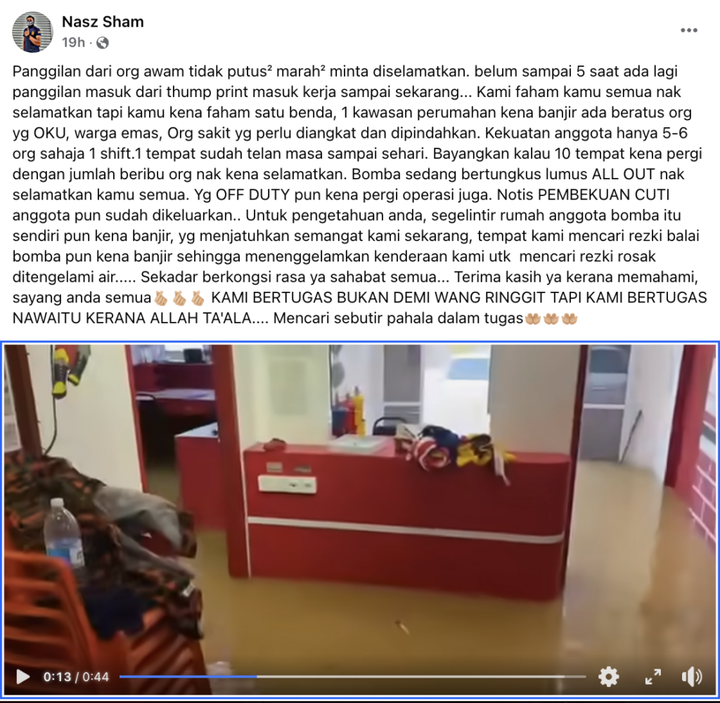 Balai Dan Jentera Sudah Tenggelam, Bomba Sarawak Masih Gagah Selamatkan Penduduk