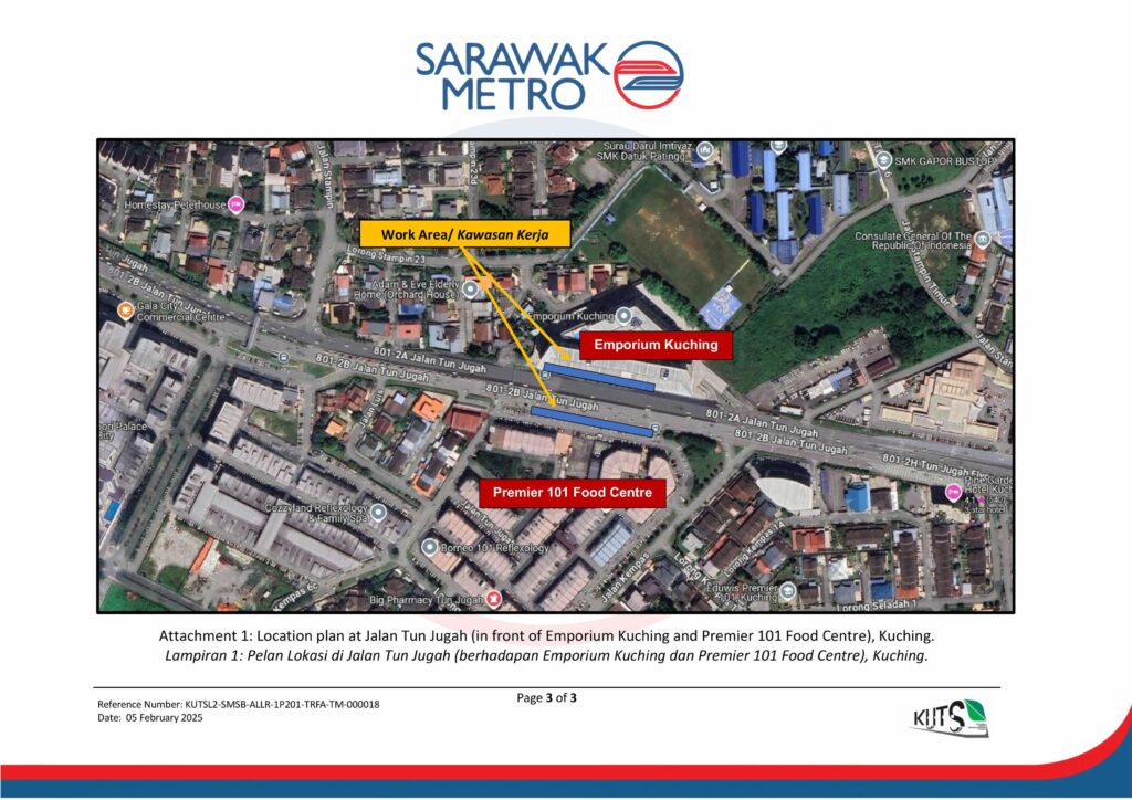 Penutupan Sementara Jalan Tun Jugah Bermula Hari Ini