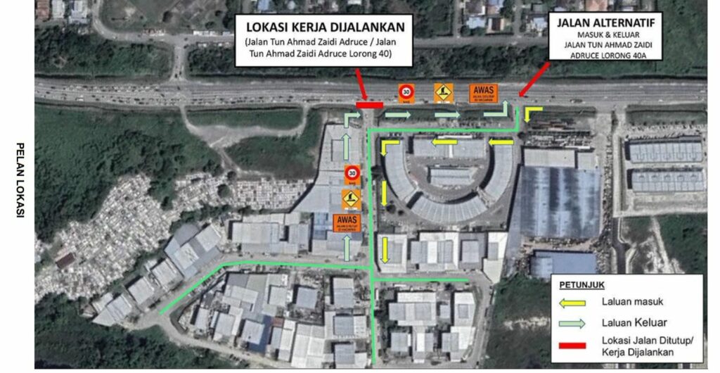 Penutupan Sementara Jalan Tun Ahmad Zaidi Lorong 40 Sibu Mulai 8 Februari