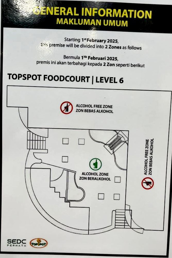 TopSpot Kuching Bahagikan Zon Makan, Asingkan Zon Alkohol Dan Zon Bebas Alkohol