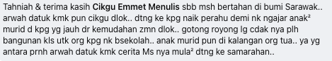 Cikgu Emmet Kongsi Kenangan Manis Posting Di Pedalaman, Renungan Buat Generasi Guru Baru