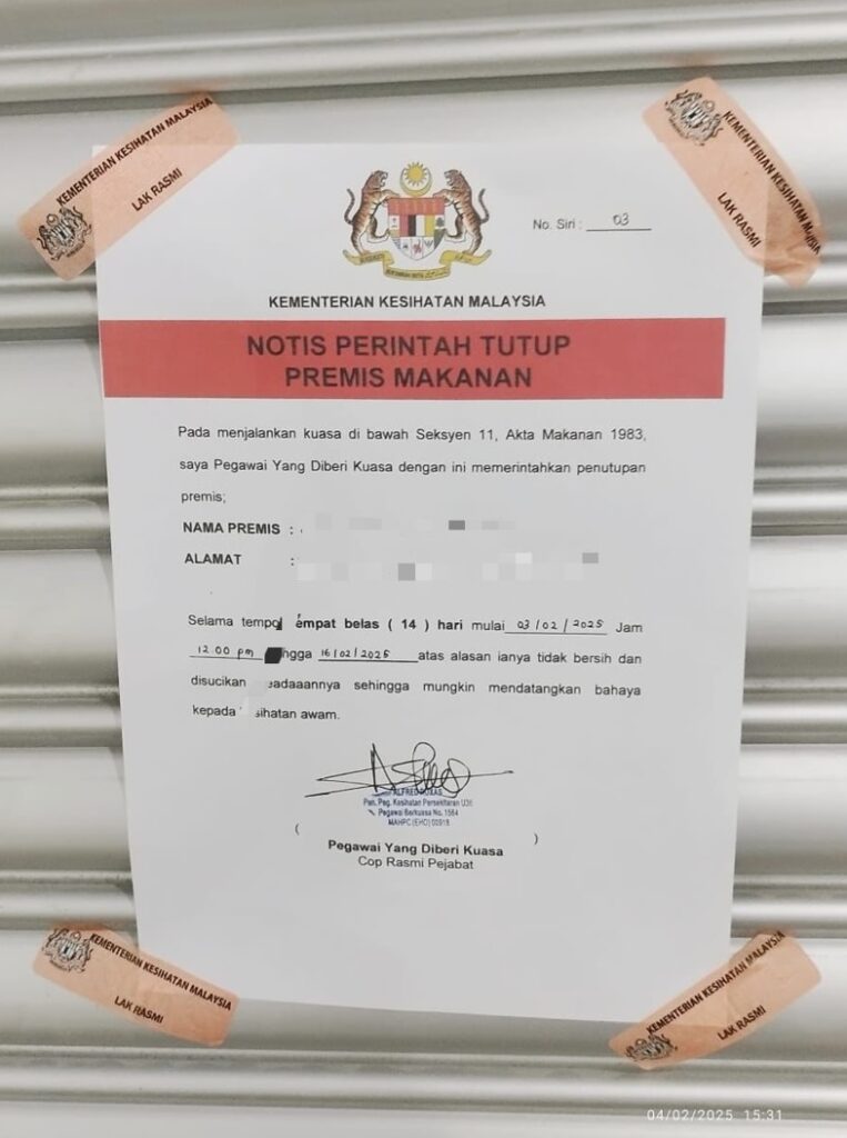 Restoran Lapangan Terbang Sandakan Diarah Tutup 14 Hari Kerana Masalah Kebersihan