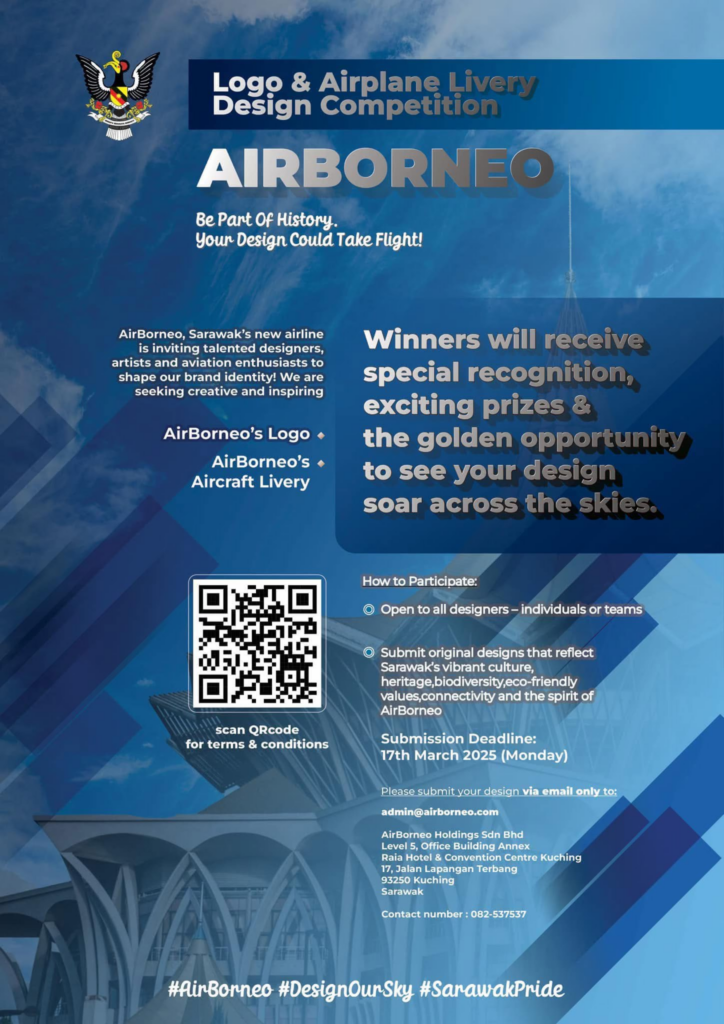 AirBorneo Lancar Pertandingan Reka Bentuk Logo Dan Livery Pesawat, Daftar Sini