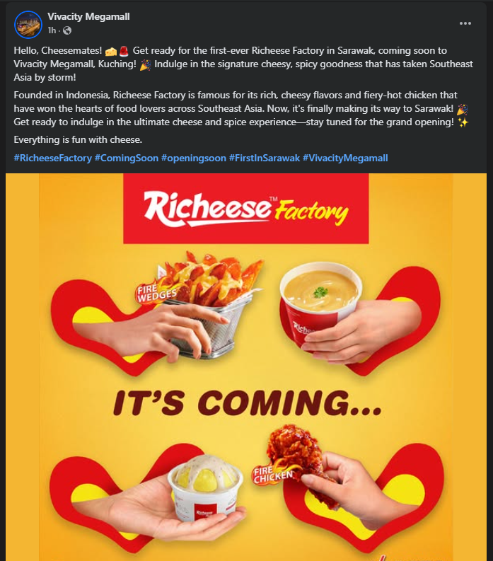 Richeese Factory Bakal Buka Cawangan Pertama Sarawak Di Vivacity Megamall