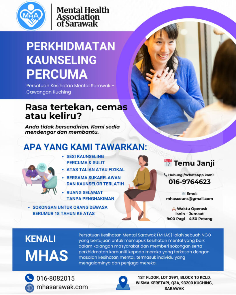 Ini Panduan Dapatkan Khidmat Kaunseling Kesihatan Mental Percuma di Kuching