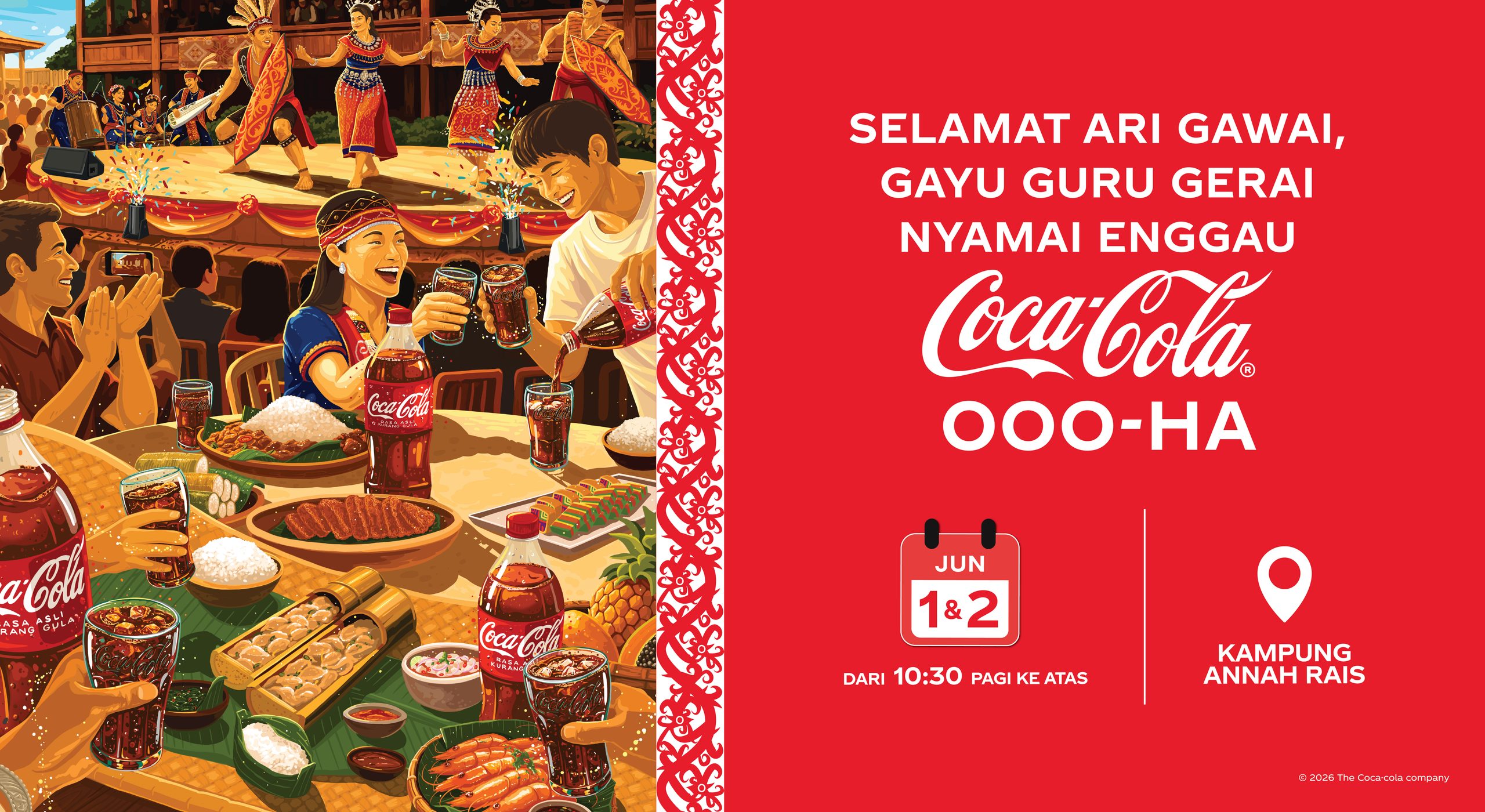 Meriahkan Sambutan Gawai Bersama Coca-Cola di Kampung Annah Rais Padawan 1 dan 2 Jun Ini